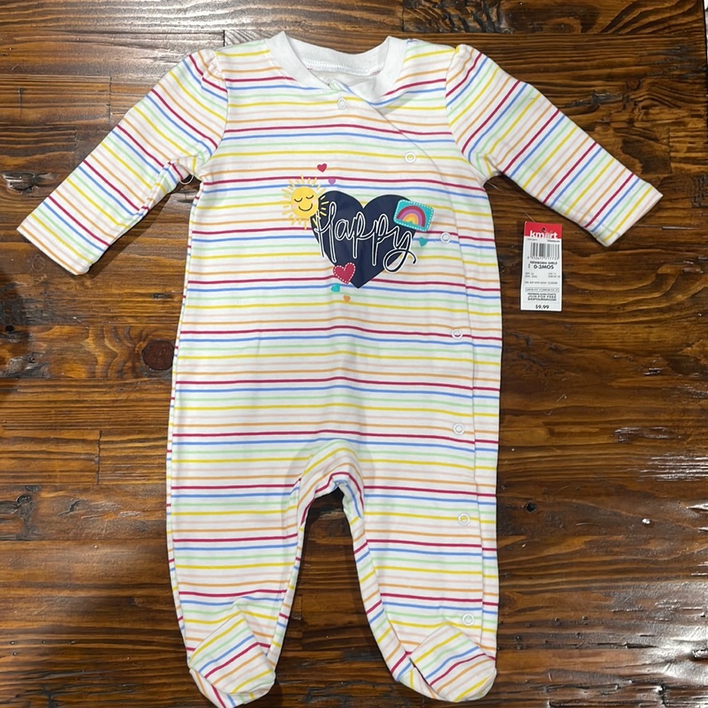 NWT Rainbow “Happy” Footie
